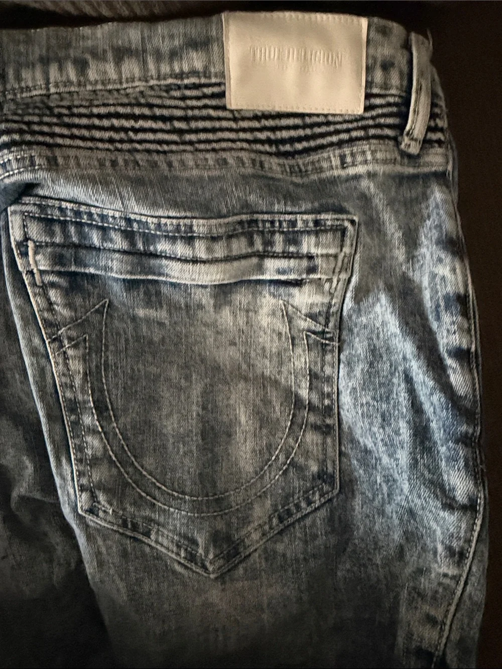 True Religion Acid Wash Blue Slim Straight Jeans